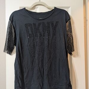 DKNY Charcoal Mesh Sleeve Tee